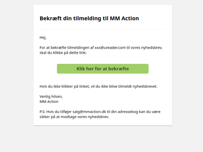 Bekræft din tilmelding til MM Action