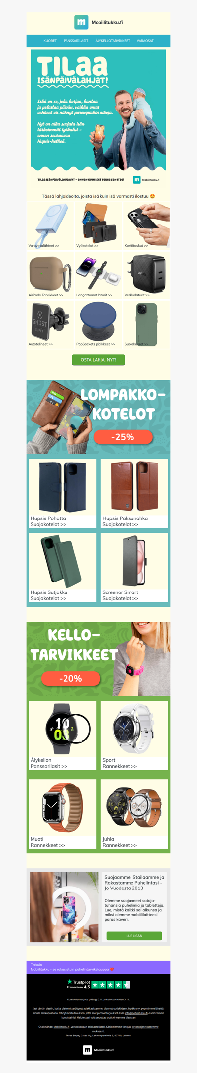 Katso isänpäivän lahjavinkit 🧔🏼‍♂️ Tilaa puhelintarvikkeet helposti netistä 👌