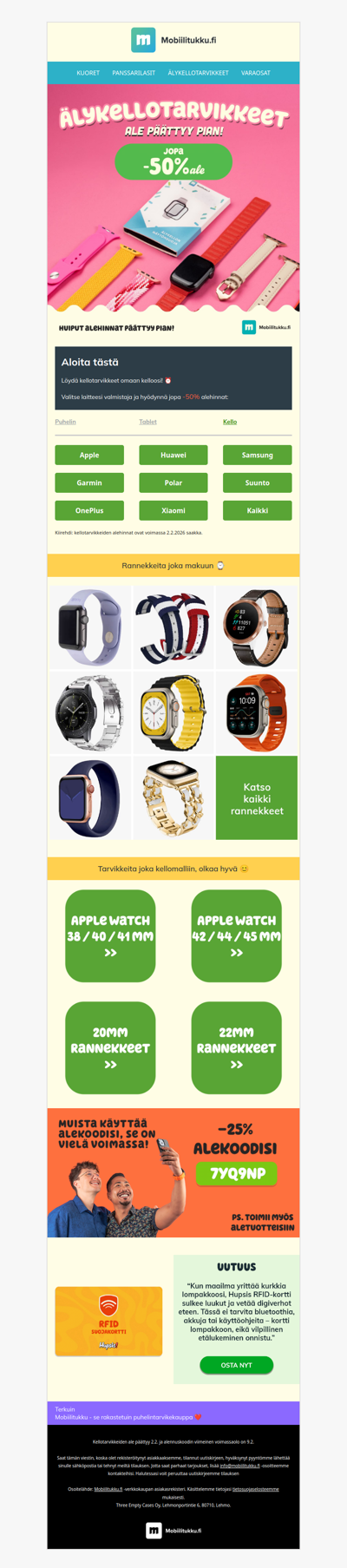 Kellotarvikkeiden -50% hinnat päättyy ‼️ Osta nyt rannekkeet, panssarilasit...