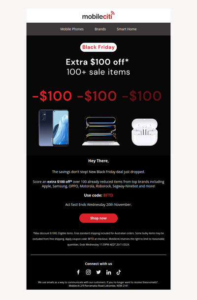 Extra $100 OFF 100+ Items