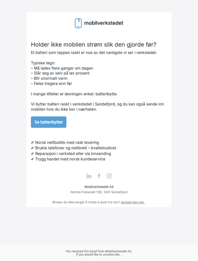 Holder ikke batteriet gjennom dagen lenger?