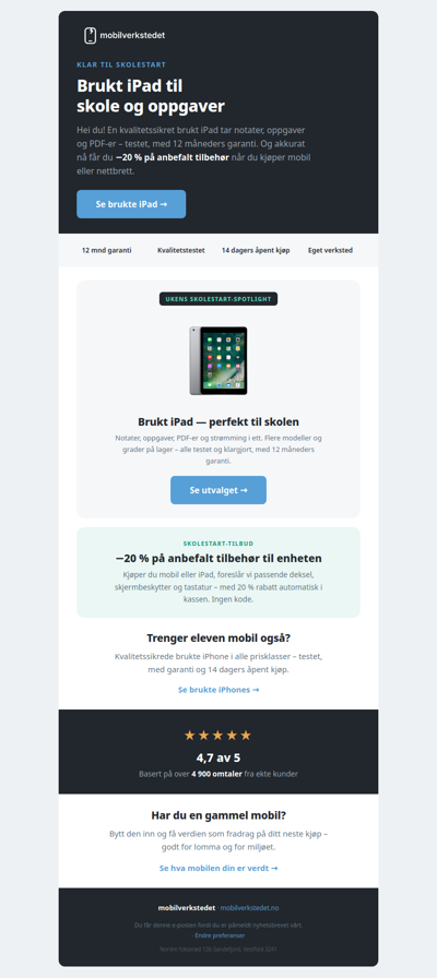 Brukt iPad til skolen — med −20 % tilbehør