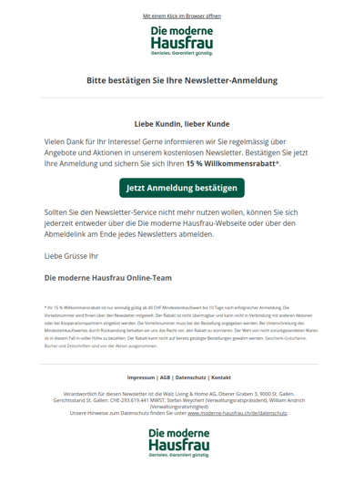 Jetzt Newsletter-Anmeldung bestätigen & 15 % Rabatt sichern