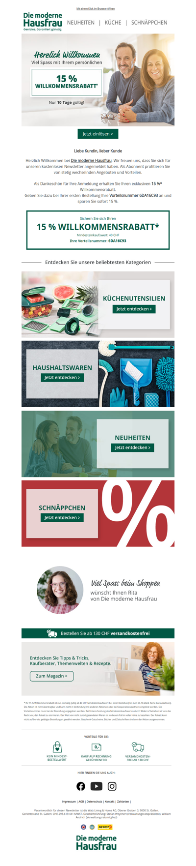 Willkommen bei Die moderne Hausfrau – Ihr 15 % Willkommensrabatt!