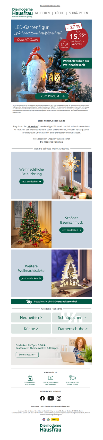 🎄 LED-Weihnachtswichtel nur 15.95 CHF im Newsletter! 🎄