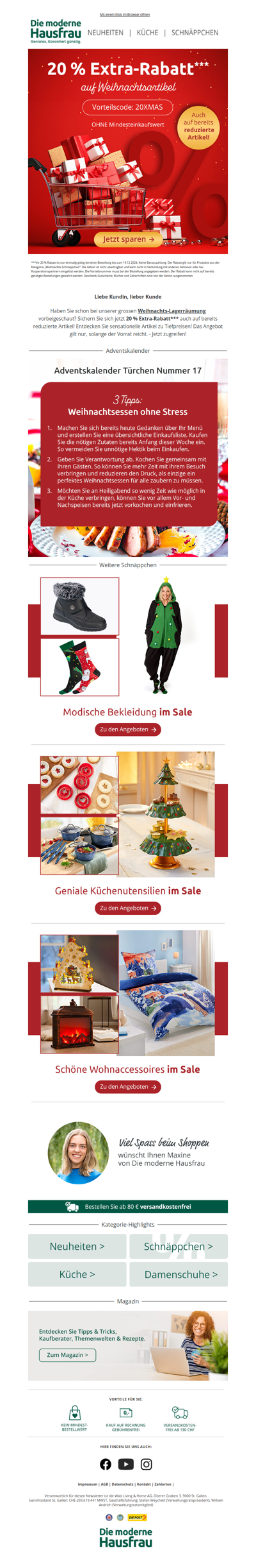 ✨ 20 % Extra-Rabatt auf Weihnachtsartikel ✨