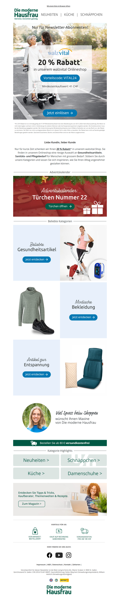 Nur für Sie: 20 % Rabatt im walzvital-Shop!