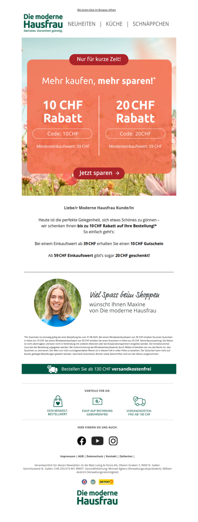 Ab sofort: Bis zu 20 CHF Rabatt sichern!