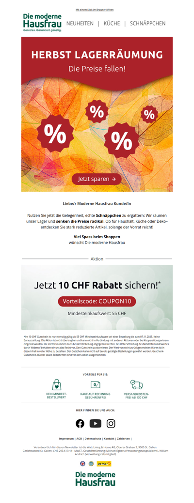 Herbst-Lagerräumung: Jetzt bis zu 70 % sparen! 🍂