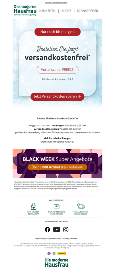 ❄️ Letzte Chance: Versandkostenfrei nur bis morgen! ❄️