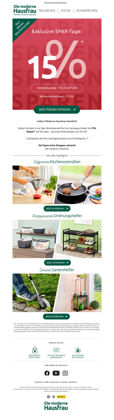 Es geht los: 15 % Rabatt nur bis Sonntag!🎊