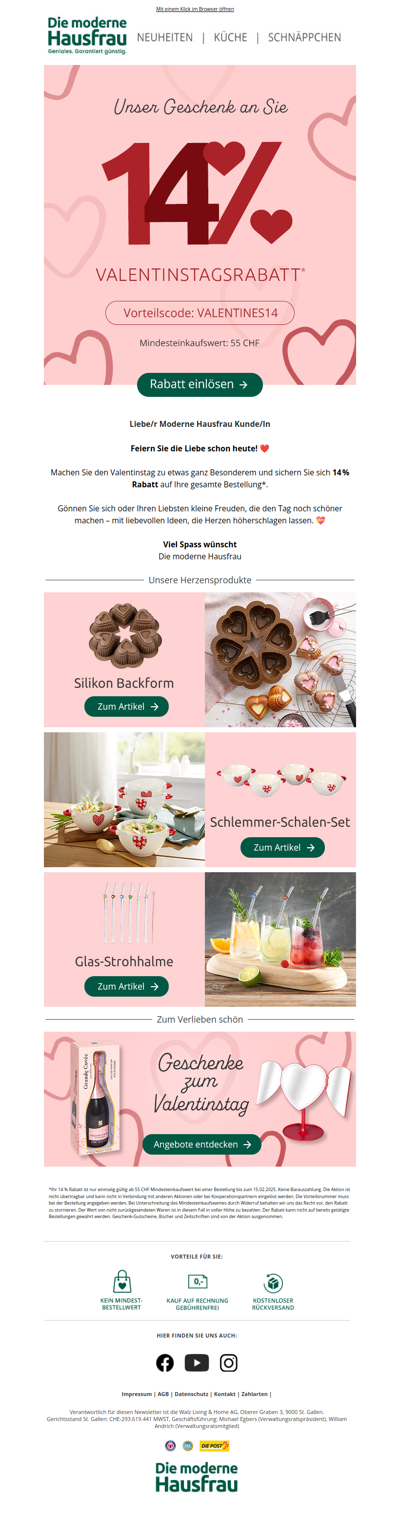 💕 14 % Rabatt zum Valentinstag 💕