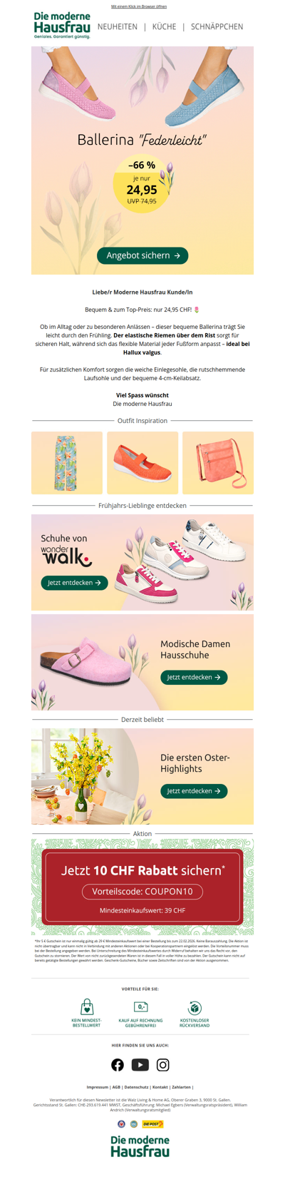 Heute -66% sichern: Lieblings‑Ballerina für 24,95 CHF 🌷