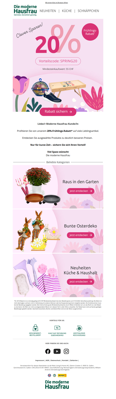 20% Frühlings-Rabatt* für Sie🌷