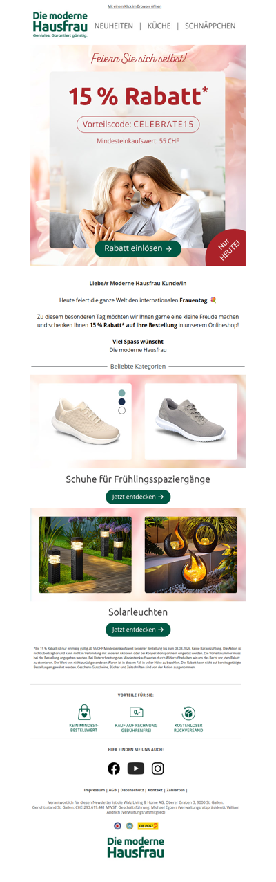 15 % Rabatt zum Weltfrauentag 🎉