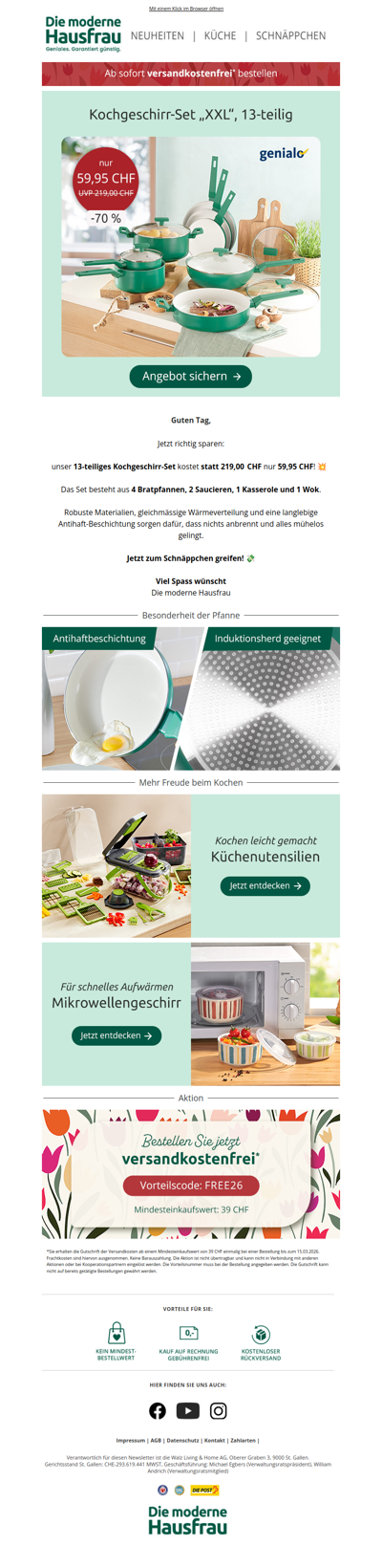 13‑teiliges Kochgeschirr für nur 59,95 CHF statt 219,00 CHF 💥