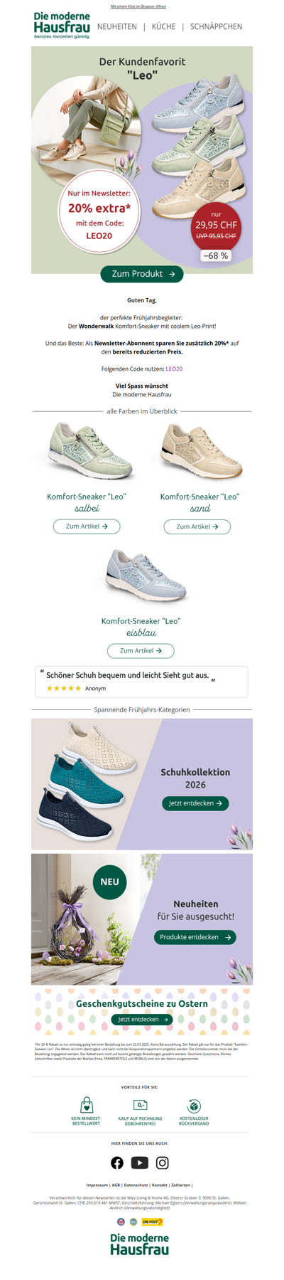 20 % Extra-Rabatt auf Kundenfavorit Leo‑Sneaker 🔥