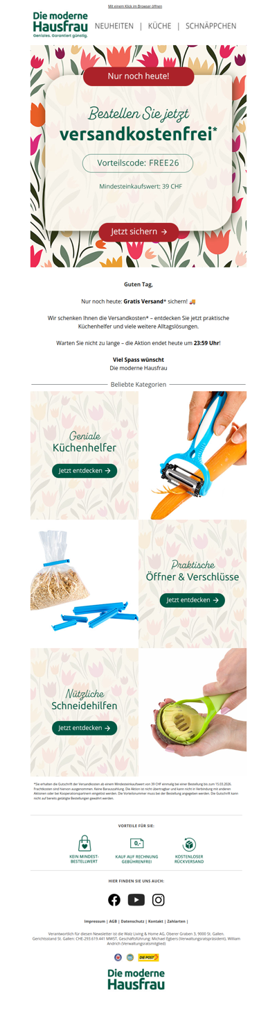 Nur noch heute: Versandkostenfrei sichern! 🚚🎉