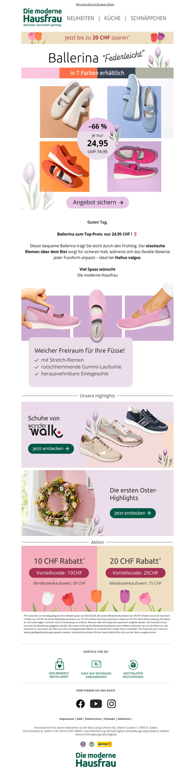 Heute -60% sichern: Lieblings‑Ballerina für 24,95 CHF 🌷