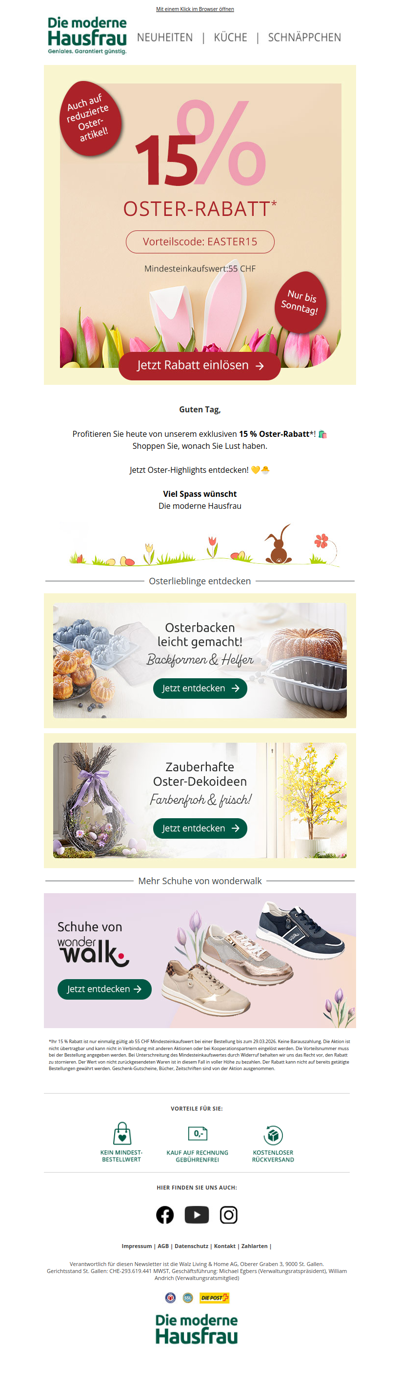 15 % Oster-Rabatt* für Sie 💗