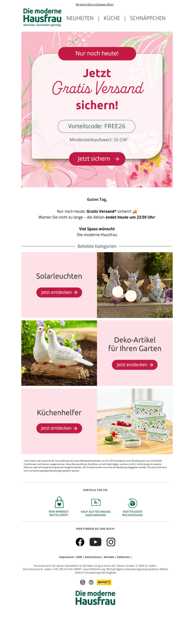 Nur noch heute: Versandkostenfrei sichern! 🚚🎉