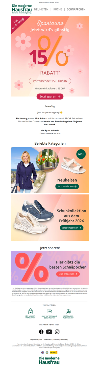 15 % Rabatt* warten auf Sie 🥳