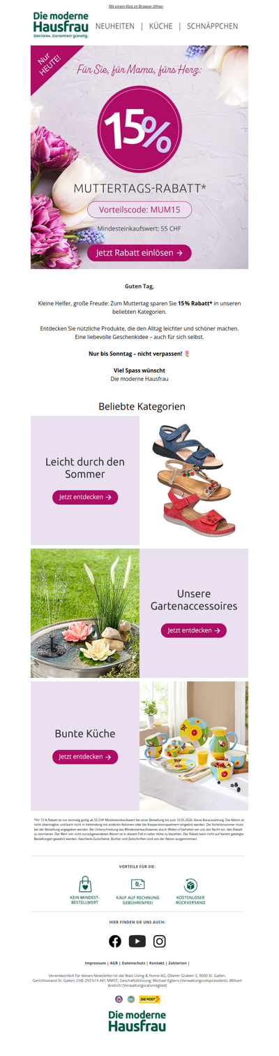 💗 Nur noch heute: 15 % zum Muttertag!💗