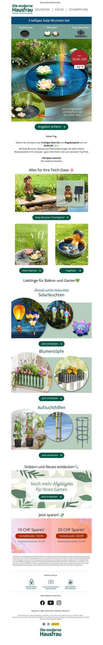 Solar‑Brunnen‑Set für nur 39,95 CHF 🌞