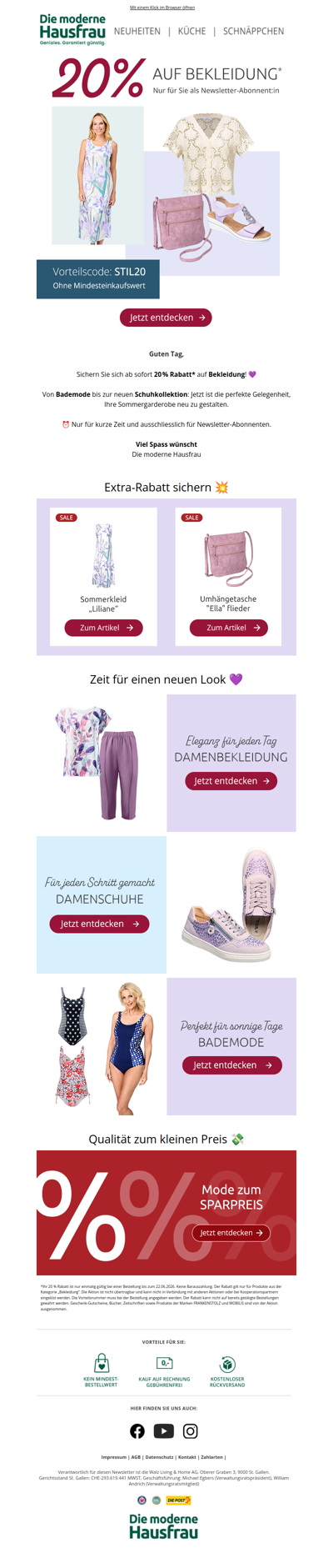 🔔 Reminder: 20 %-Rabatt auf Bekleidung