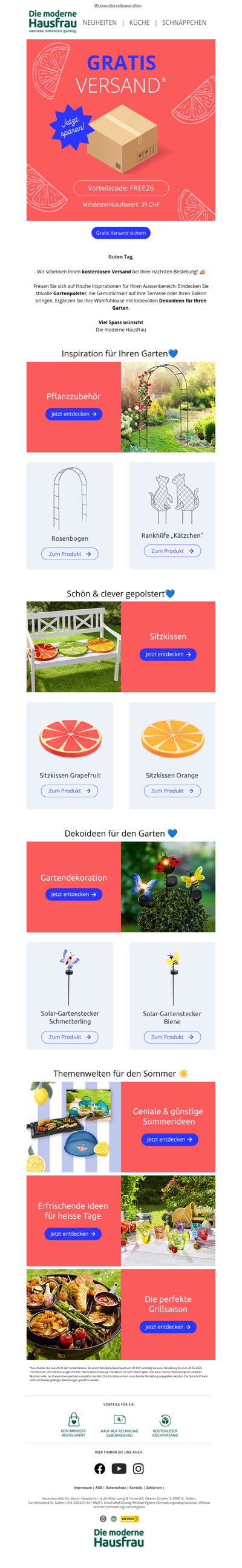 Versandkosten? Ab Sofort 0 CHF* für Sie! 🚚✨