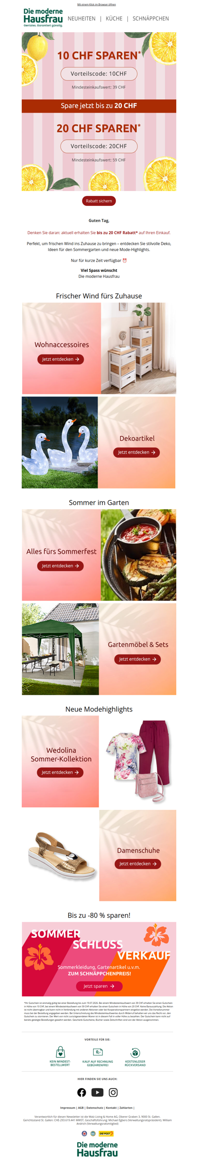 Schon gesehen? Bis zu 20 CHF Rabatt warten auf Sie ⏰