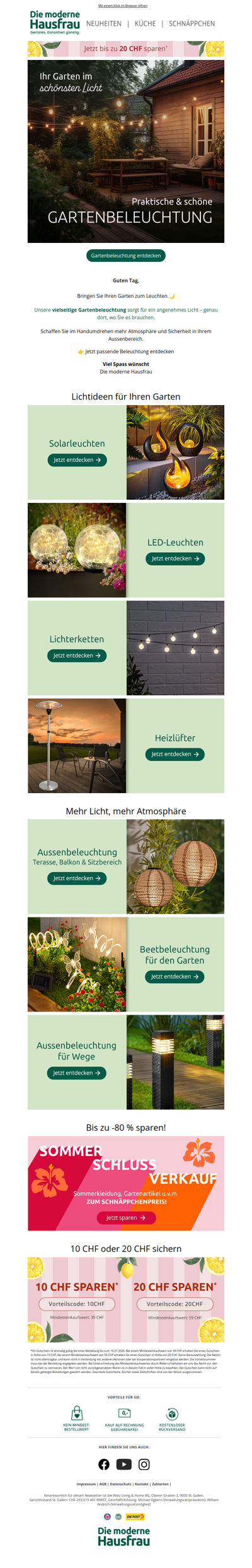 Aussenbeleuchtung für Terrasse, Balkon oder Garten