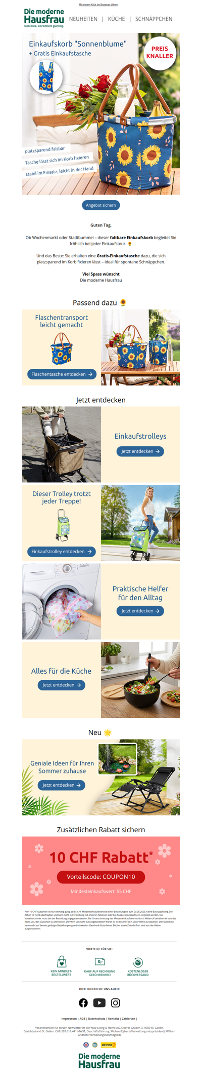 🌻 Perfekt für Ihre Einkaufstour: Einkaufskorb 50 % günstiger