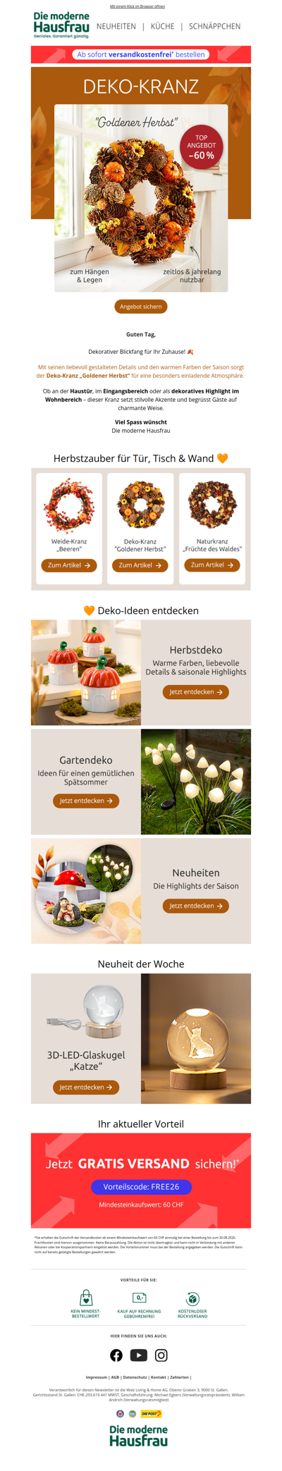Deko-Kranz „Goldener Herbst“: Jetzt 60 % sparen