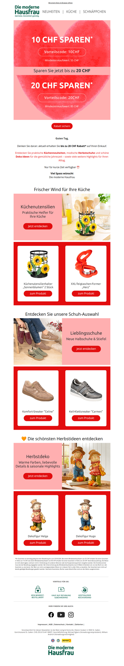 Schon gesehen? Bis zu 20 CHF Rabatt warten auf Sie ⏰