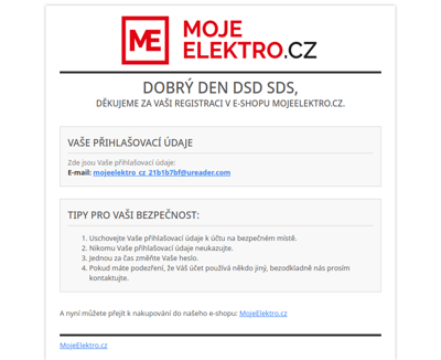 [MojeElektro.cz] Registrace v e-shopu Mojeelektro.cz