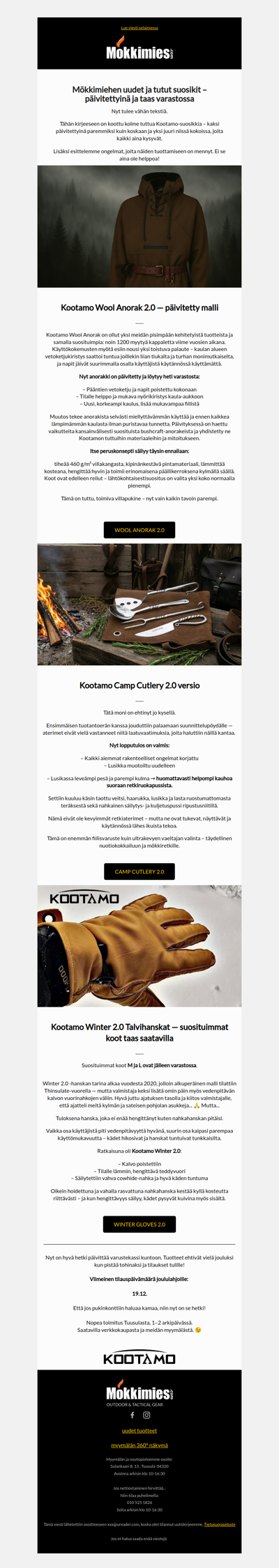 Päivitetty Villa-Anorakki & Camp Cutlery Aterimet