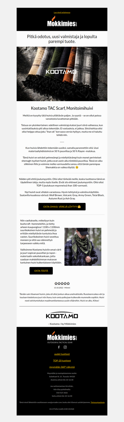 Kootamo huivit taas varastossa 🔥