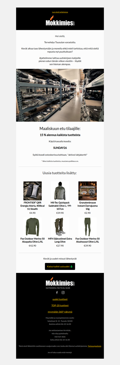 Pieni extra uutiskirjeen lukijoille