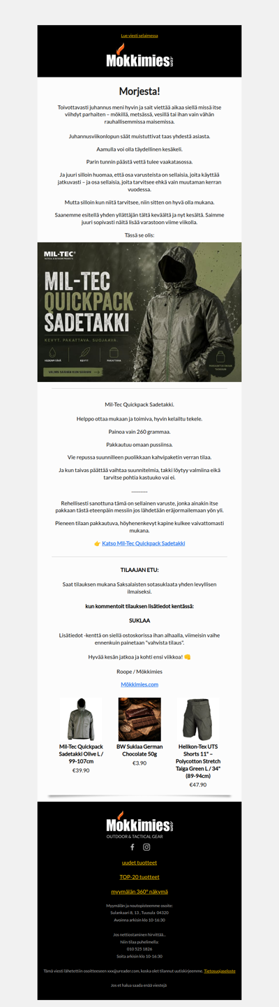 Tuote, jonka pakkaan tästä eteenpäin aina mukaan