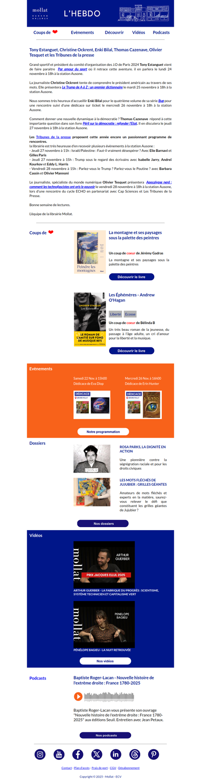 Tony Estanguet, Christine Ockrent, Enki Bilal, Thomas Cazenave, Olivier Tesquet et les Tribunes de la presse