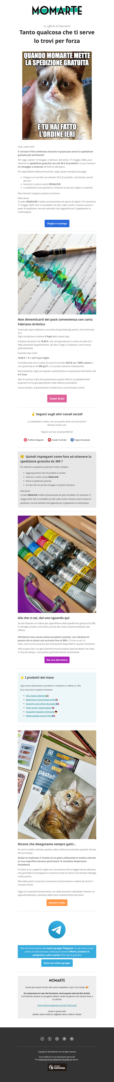 Spedizione GRATUITA da 30€ + REGALO