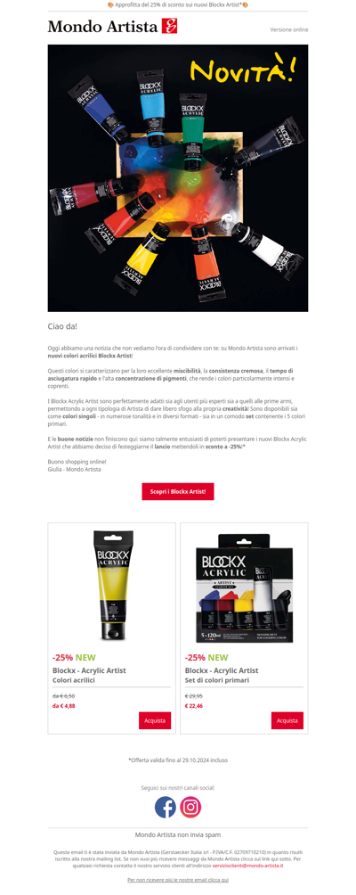 ⚡OFFERTA LANCIO: -25% sui Blockx Acrylic Artist!