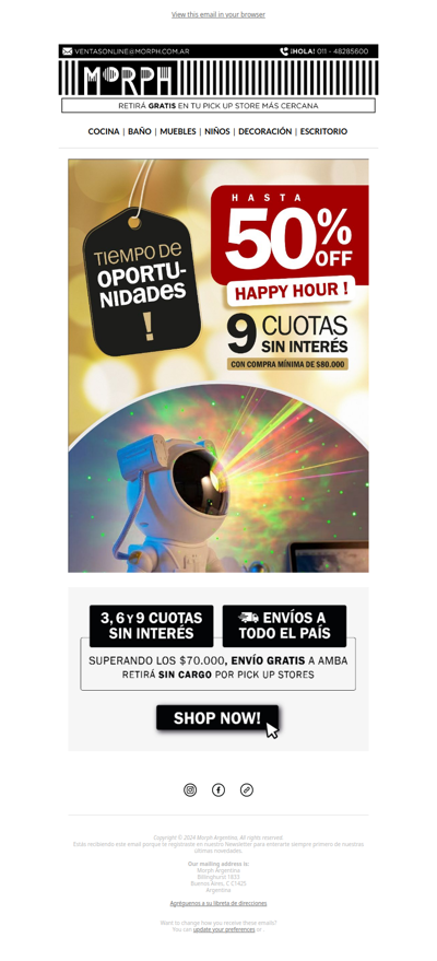 Happy Hour, podrás adquirir tus productos en 9 cómodas cuotas sin interés.