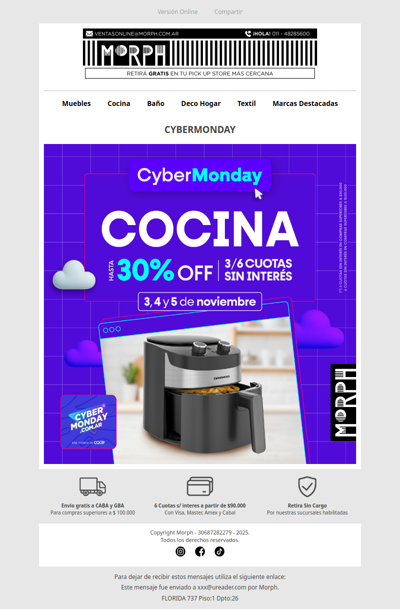 Cyber Monday Morph 🔥 Equipá tu cocina con hasta 30% OFF 🍳 Descuentos por tiempo limitado!
