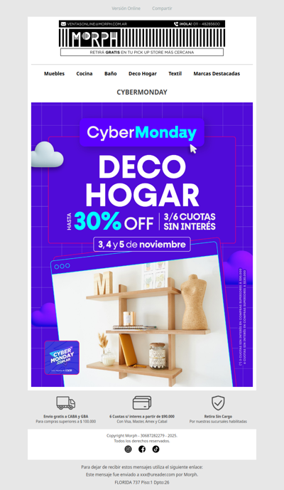 🛋️ Deco y hogar con hasta 30% OFF 💻 solo por el Cyber Monday