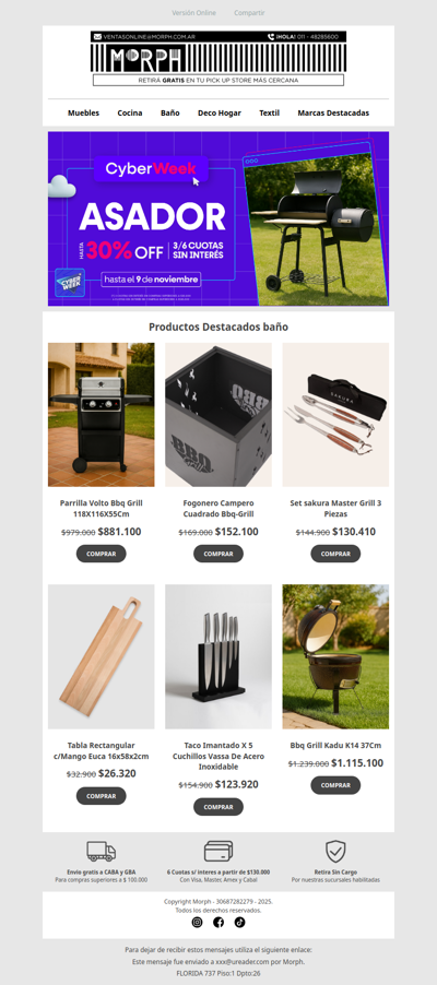 Últimas horas para equipar tu parrilla y disfrutar al máximo 🍖 -Descuentos Hasta 30% off en productos seleccionados