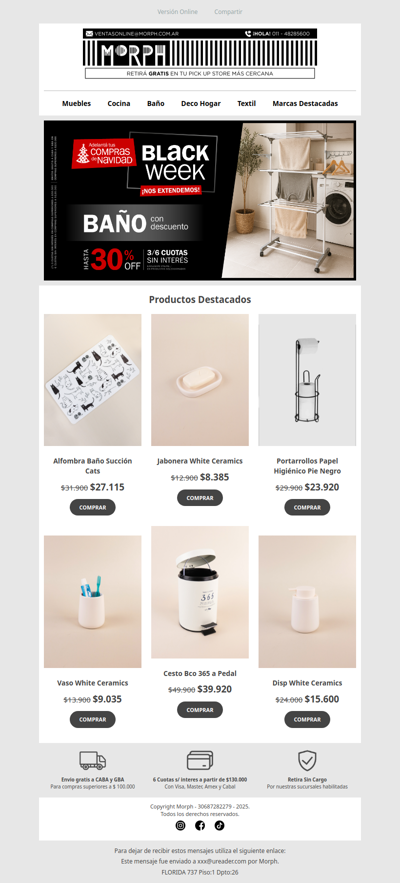 🚿🖤 Black Week: renová tu baño con grandes descuentos - Descuentos Hasta 30% off en productos seleccionados