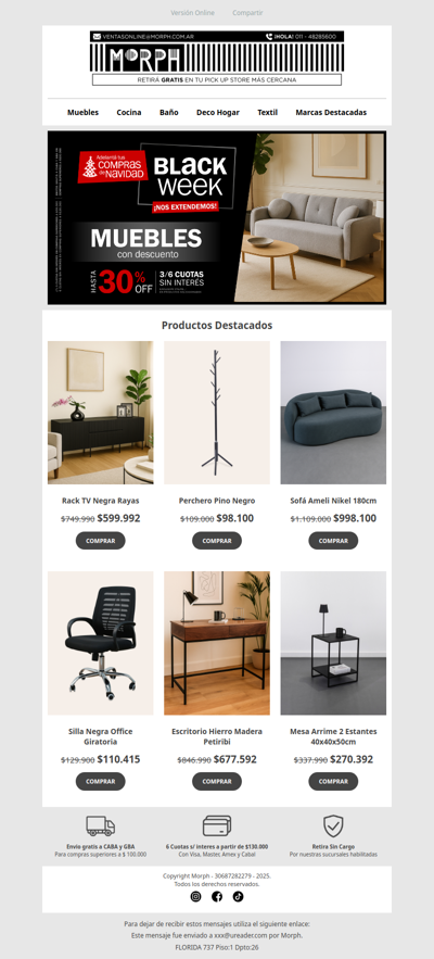 🛋️🖤 Renová tus espacios: ofertas Black Week en muebles - Descuentos Hasta 30% off en productos seleccionados