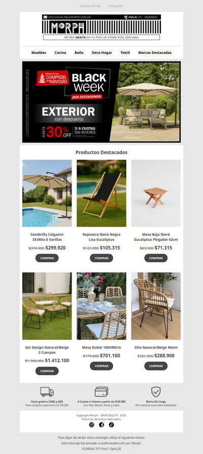 🌞 Dale vida a tu patio con muebles y deco a precio black week 🌿 - Descuentos Hasta 30% off en productos seleccionados